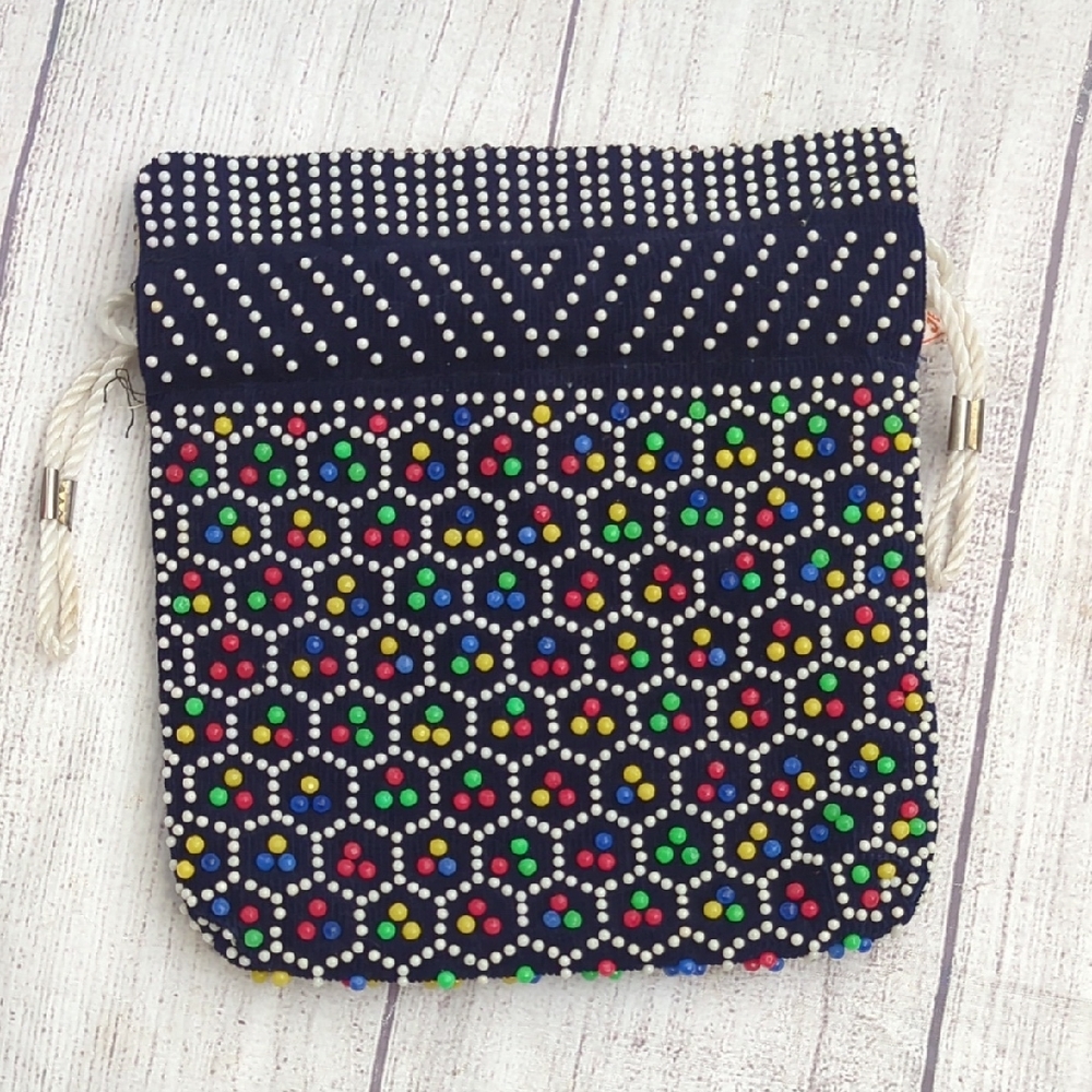 Vintage JEM Multicolor Beaded Cosmetic Bag